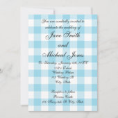 Invitations de mariage des motifs bleus en vichy (Devant)