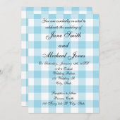 Invitations de mariage des motifs bleus en vichy (Devant / Derrière)