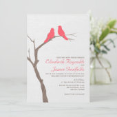 Invitations de mariage des oiseaux rouges modernes (Debout devant)