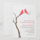 Invitations de mariage des oiseaux rouges modernes (Devant / Derrière)