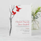 Invitations de mariage des oiseaux rouges Vintages (Debout devant)