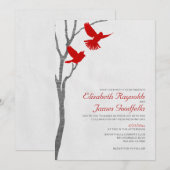 Invitations de mariage des oiseaux rouges Vintages (Devant / Derrière)