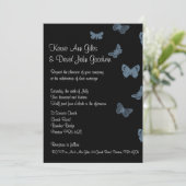 Invitations de mariage des papillons noirs et bleu (Debout devant)