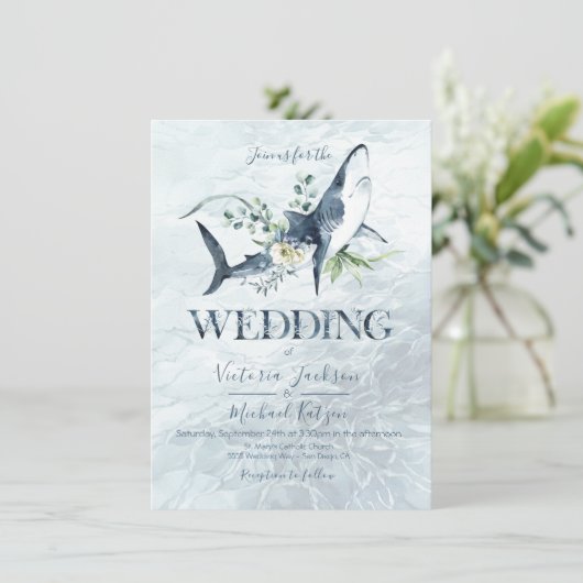 Invitations de mariage des requins tropicaux de l' (Debout devant)