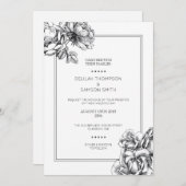 Invitations De Mariage Des Roses Floraux Monochrom (Devant / Derrière)