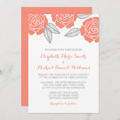 Invitations de mariage des Roses gris et corail mo (Devant / Derrière)