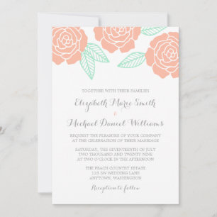 Invitations de mariage des Roses modernes Mint et