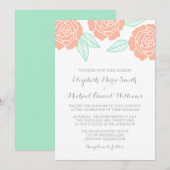 Invitations de mariage des Roses modernes Mint et  (Devant / Derrière)