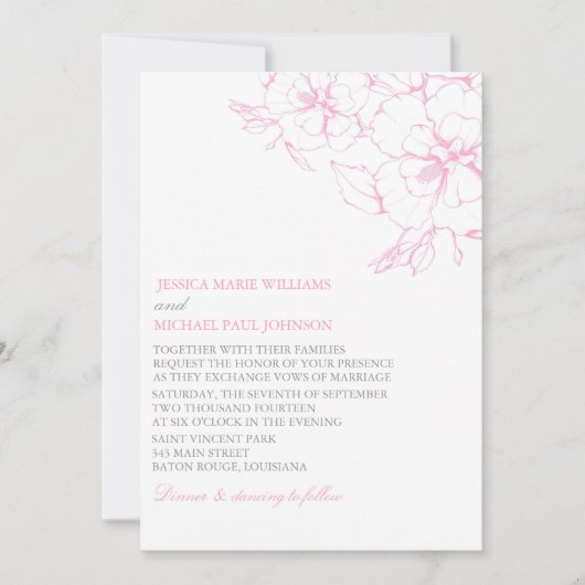 Invitations de mariage des Roses romantiques (Devant)
