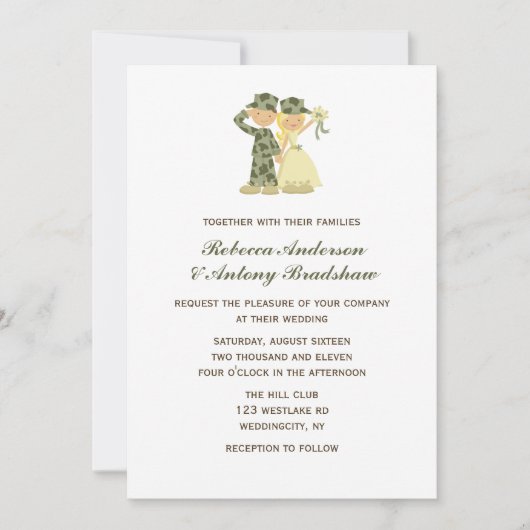 Invitations de mariage des soldats et des épouses (Devant)