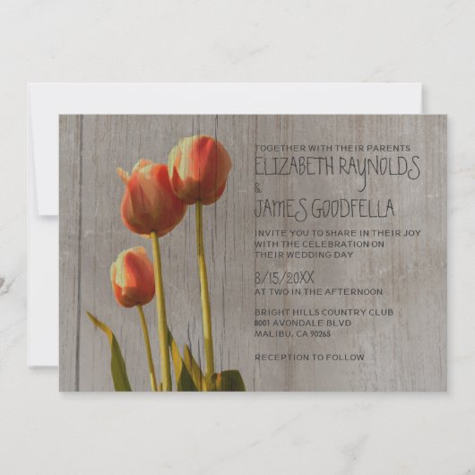 Invitations de mariage des tulipes rustiques (Devant)