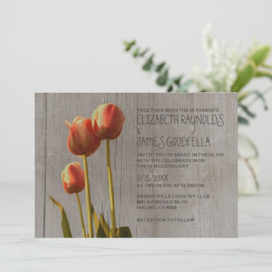 Invitations de mariage des tulipes rustiques (Debout devant)