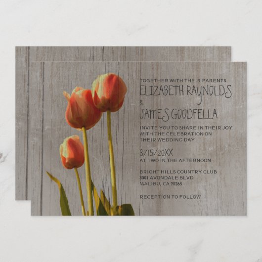Invitations de mariage des tulipes rustiques (Devant / Derrière)
