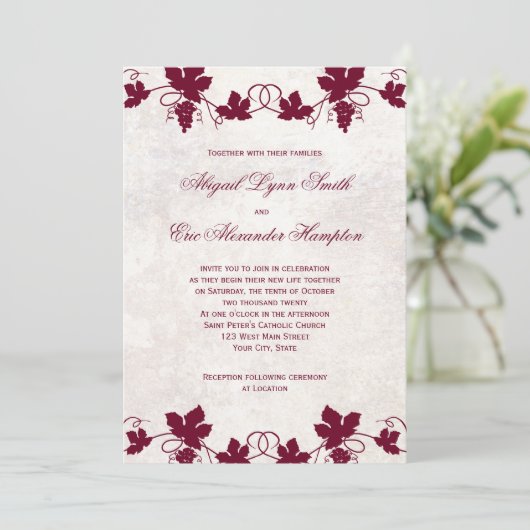 Invitations de mariage des vignes (Debout devant)