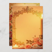 invitations de mariage, design de feuille d'or, ro (Devant / Derrière)