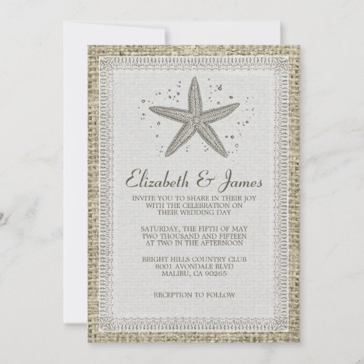 Invitations de mariage d'étoiles de mer (Devant)