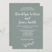 Invitations de mariage Deuxième mariage Sage éléga (Devant / Derrière)