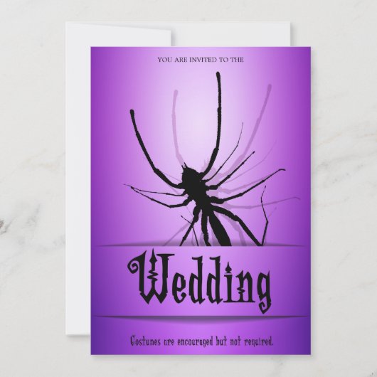 Invitations de mariage d'Halloween Araignée violet (Devant)