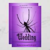 Invitations de mariage d'Halloween Araignée violet (Devant / Derrière)
