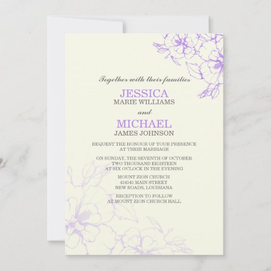 Invitations de mariage d'Hibiscus| Violet (Devant)