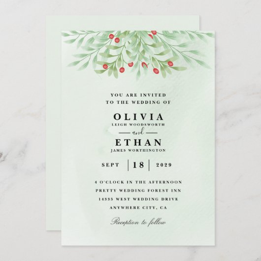 Invitations de mariage d'hiver (Devant / Derrière)