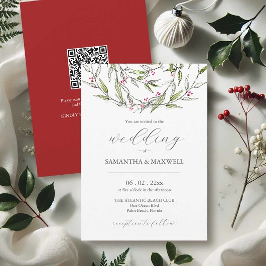 Invitations de mariage d'hiver avec code QR