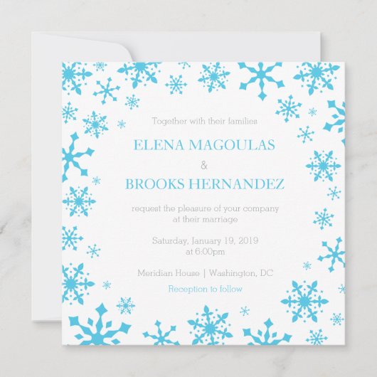Invitations de mariage d'hiver Snowflakes (Devant)