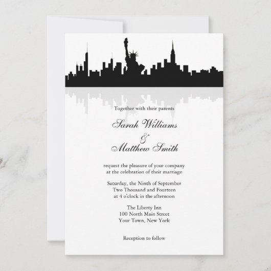 Invitations de mariage d'horizon de New York (Devant)