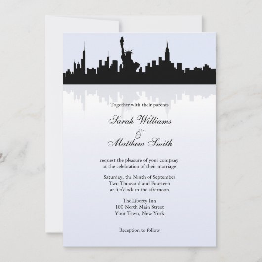 Invitations de mariage d'horizon de New York (Devant)