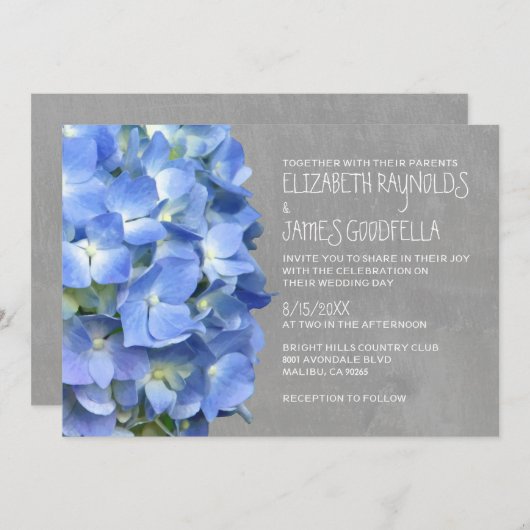 Invitations de mariage d'Hydrangea (Devant / Derrière)
