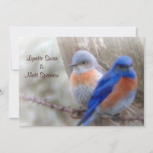 Invitations de mariage d'oiseau bleu (Devant)