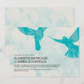 Invitations de mariage d'oiseaux bleus (Devant / Derrière)