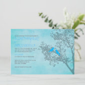 Invitations de mariage d'oiseaux bleus rustiques (Debout devant)