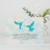 Invitations de mariage d'oiseaux bleus Vintages (Debout devant)