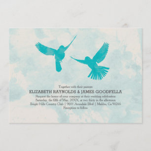 Invitations de mariage d'oiseaux bleus Vintages
