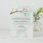 Invitations de mariage d'oiseaux rouges rustiques (Debout devant)