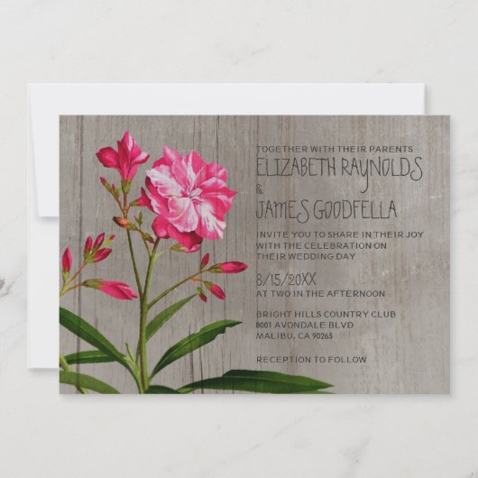 Invitations de mariage d'Oleandre rustique (Devant)