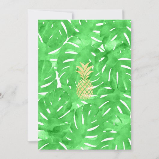 Invitations de mariage d'or à ananas tropical (Dos)
