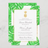 Invitations de mariage d'or à ananas tropical (Devant / Derrière)