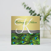 Invitations de mariage d'or et de paon de vert (Debout devant)