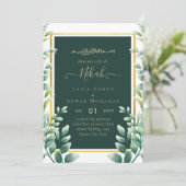 Invitations de mariage d'or Nikah Green (Debout devant)