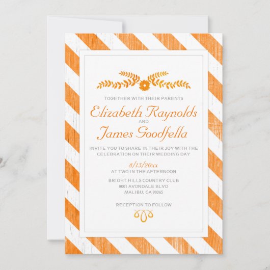 Invitations de mariage d'Orange (Devant)