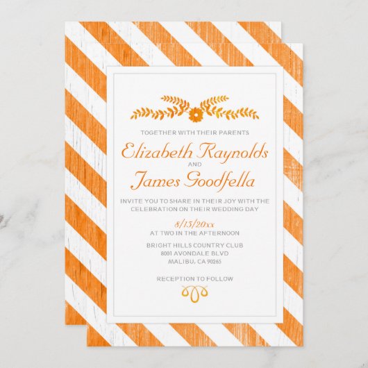 Invitations de mariage d'Orange (Devant / Derrière)