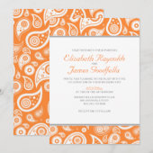 Invitations de mariage d'Orange Paisley (Devant / Derrière)