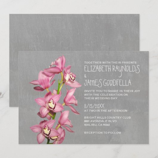 Invitations de mariage d'orchidée de Cymbidium (Devant / Derrière)