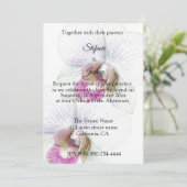 Invitations De Mariage D'Orchidées Blanches Et Vio (Debout devant)