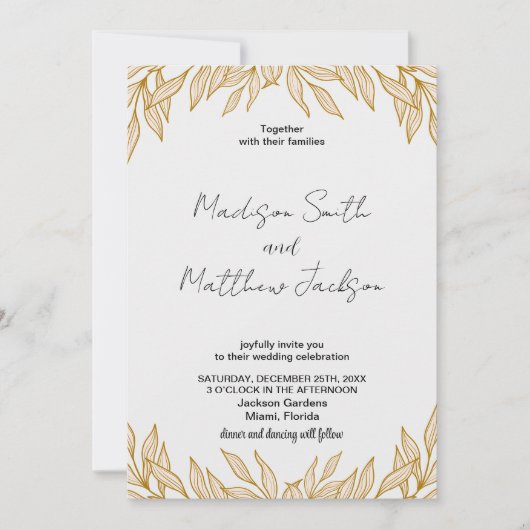 Invitations de mariage du blé (Devant)