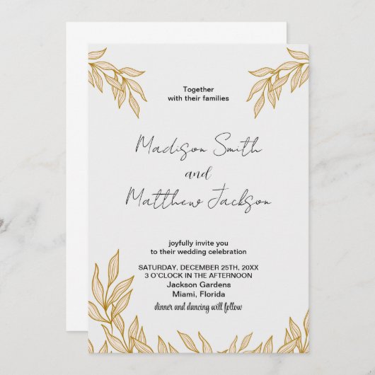 Invitations de mariage du blé (Devant / Derrière)