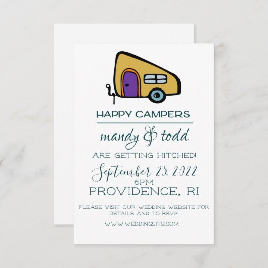 Invitations de mariage du camping (Devant / Derrière)