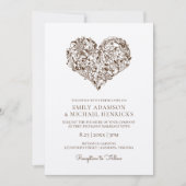 Invitations de mariage du coeur floral | Kraft Bro (Devant)
